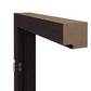 Wooden shelf attached to a door with a white background