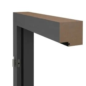 Black and brown wall-mounted shelf on a white background
