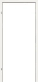 White door with a clear glass panel on a white background