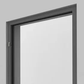 Gray-framed door with a white interior on a gray background