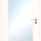White door with a glass panel on a white background