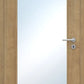 Wooden door with a glass panel and handle