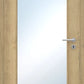 Wooden door with a glass panel and handle