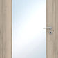 Wooden door with a glass panel and handle