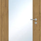Wooden door with a glass panel and handle
