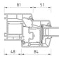 A black and white technical cross-section diagram of a window or door frame profile, showing dimension measurements labeled 81, 51, 48, and 84.