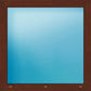 A square picture frame with a medium brown wood grain finish, showcasing a light blue gradient insert or glass reflection.