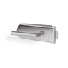 A polished chrome lever door handle with a matching rectangular backplate and latch, shown on a clean white background.