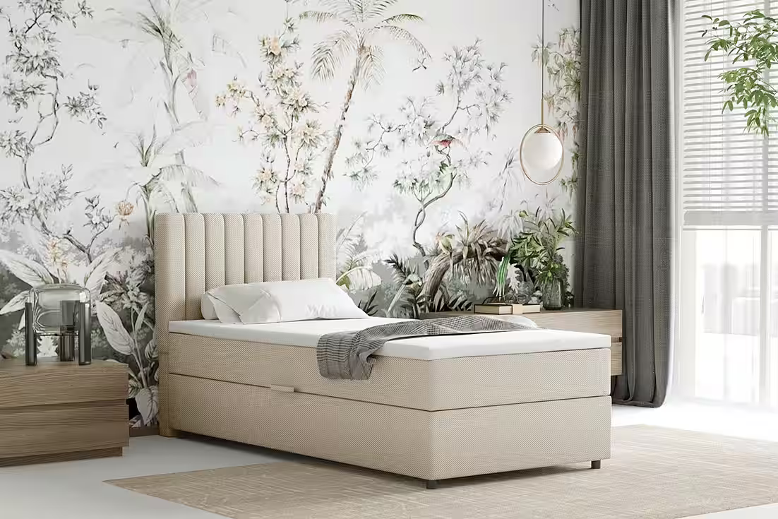 Boxbett EVEREST – Komfortables Einzelbett - Kopfteil, Bettkasten, Topper