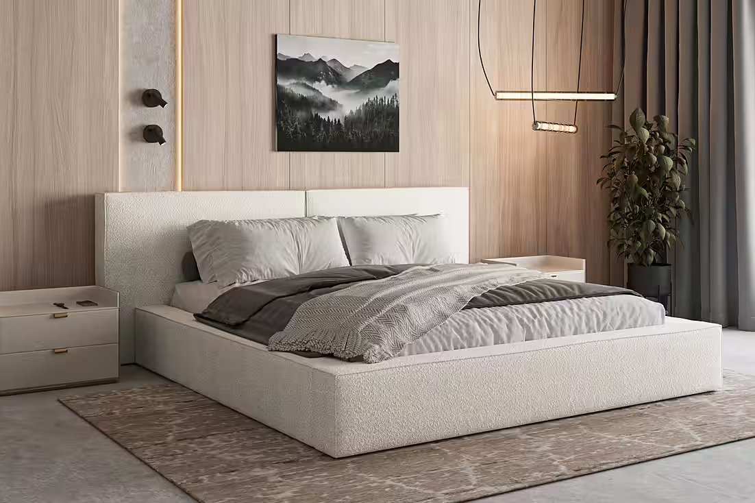 Polsterbett aus Bouclé Bett 06