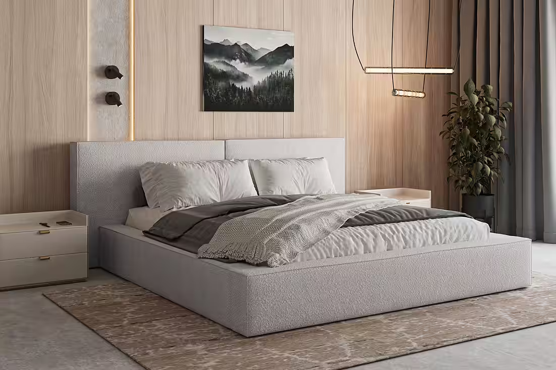 Polsterbett aus Bouclé Bett 06