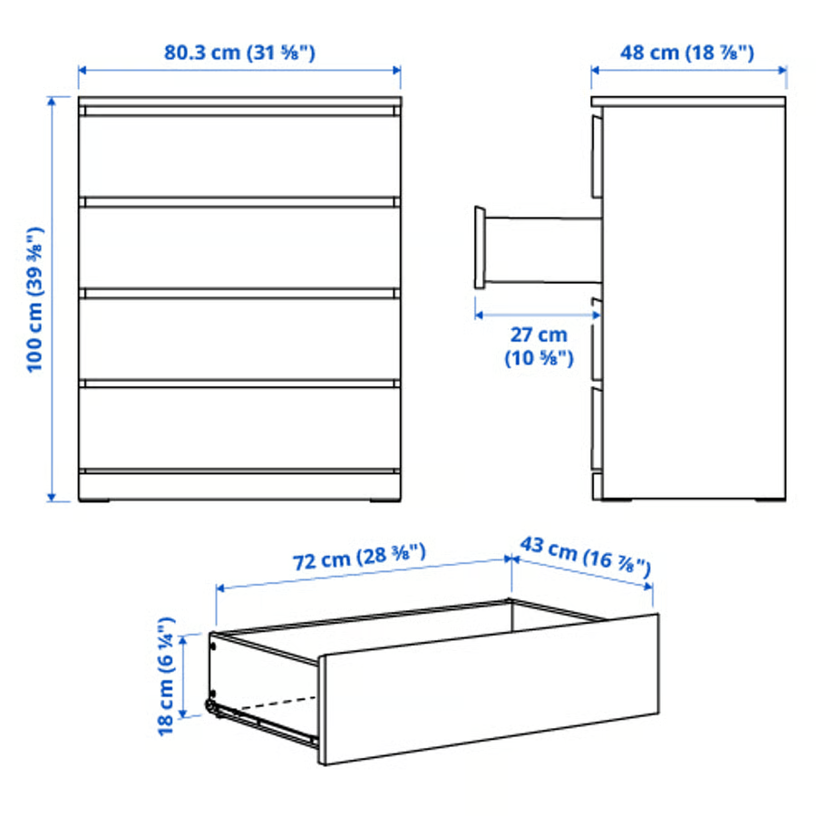 Malm Kommode 80x100cm