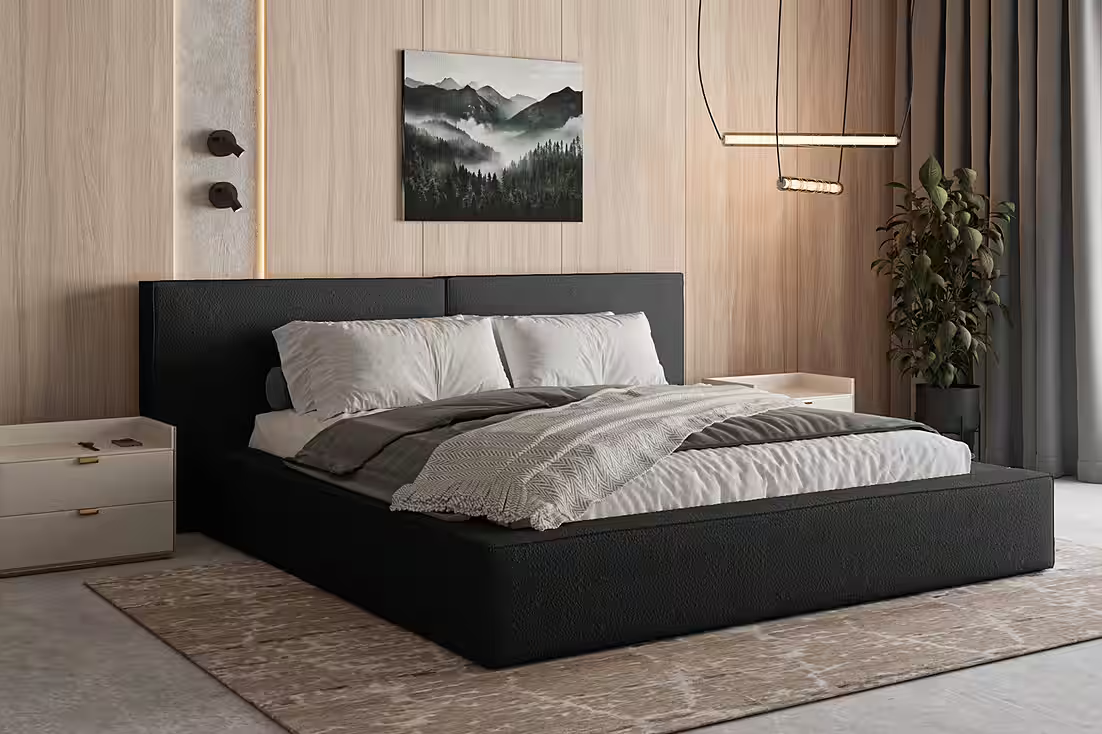 Polsterbett aus Bouclé Bett 06