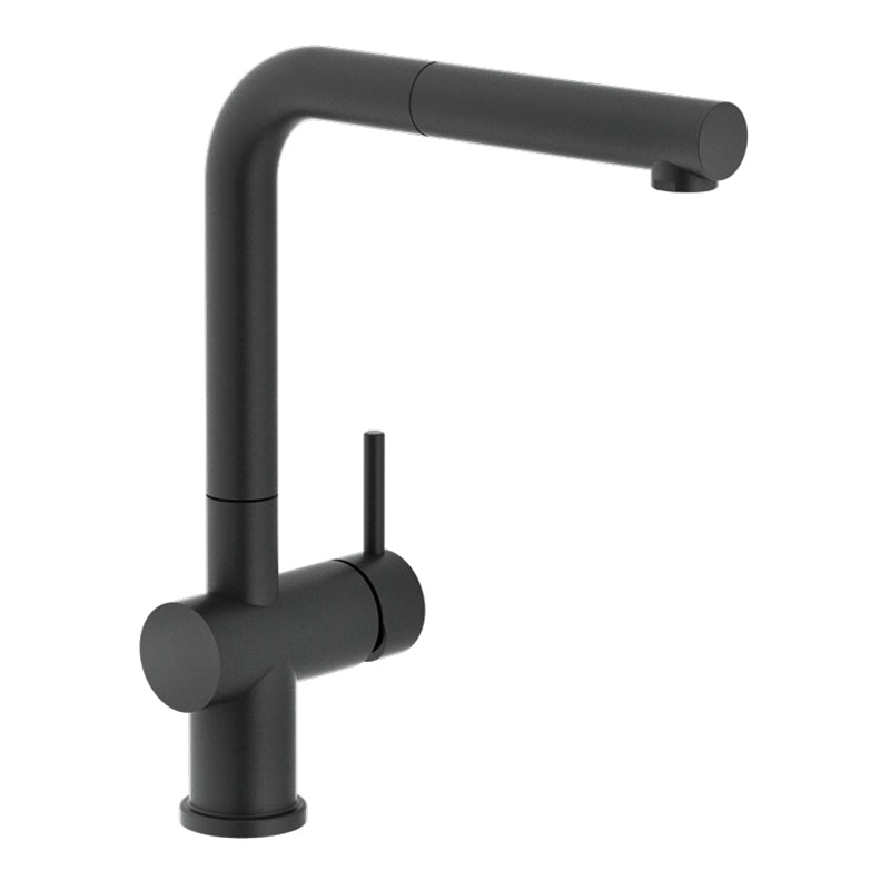 Wasserhahn / Mischbatterie CARLO NOBILI Live, Hochdruck, schwarzmatt, Luftsprudler 24 mm, herausziehbar