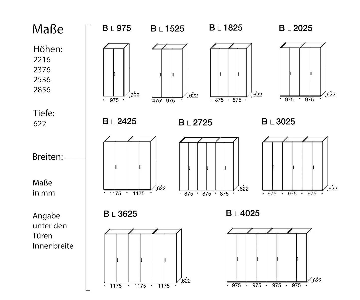 Livitalia Kleiderschrank Liscia Flügeltüren