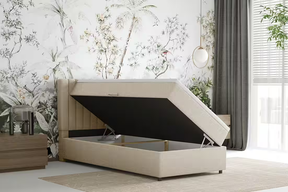 Boxbett EVEREST – Komfortables Einzelbett - Kopfteil, Bettkasten, Topper