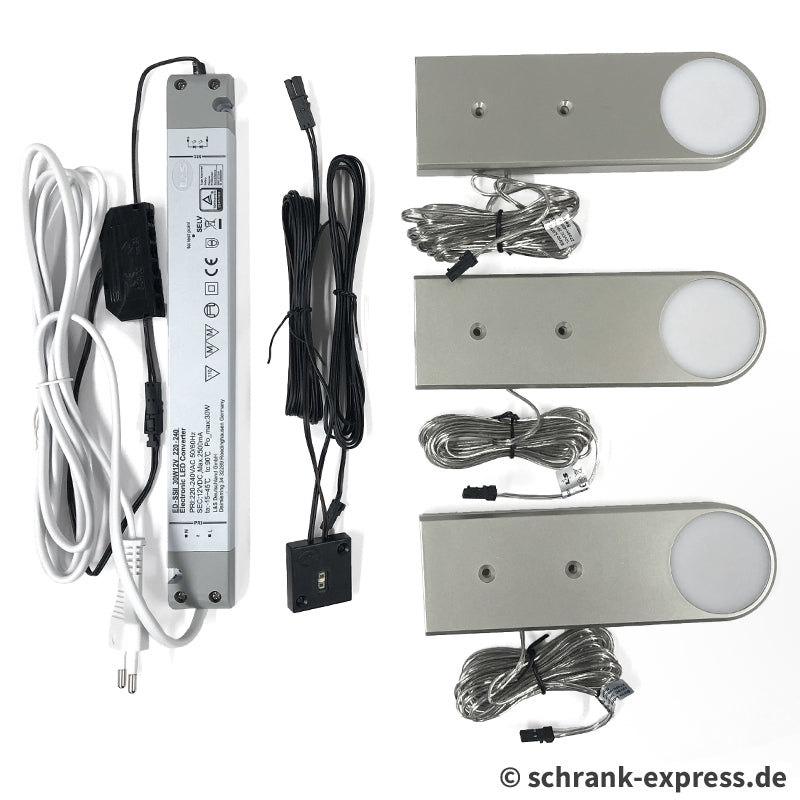 LED-Nischenleuchten-Set Sirio Long LNSIRL, 3x Sirio Long + 1x LED-Startset mit Emotion
