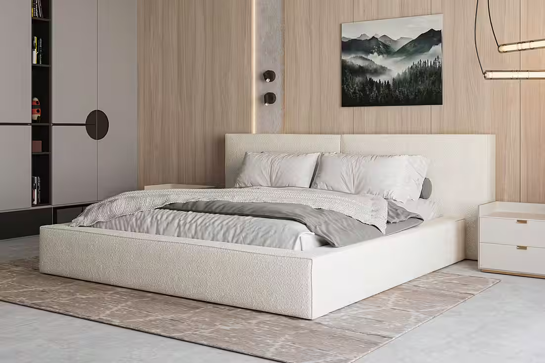 Polsterbett aus Bouclé Bett 06