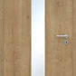 Wooden door with a glass panel and handle