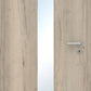 Wooden door with a glass panel and handle