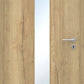 Wooden door with a glass panel and handle