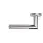 A modern L-shaped wall-mounted toilet paper holder with a polished chrome finish, shown against a plain white background.