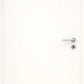 White door with a silver handle on a white background