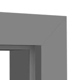 Close-up of a gray rectangular frame corner on a white background