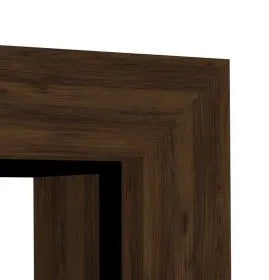 Close-up of a wooden frame corner on a white background