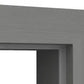 Close-up of a gray door frame with a white background