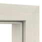 Close-up of a light gray picture frame corner on a white background