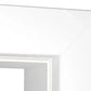 Clear glass panel with white frame on a white background