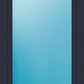 A tall rectangular window or door panel with a dark charcoal frame and a large frosted or tinted blue glass panel, shown against a plain white background.