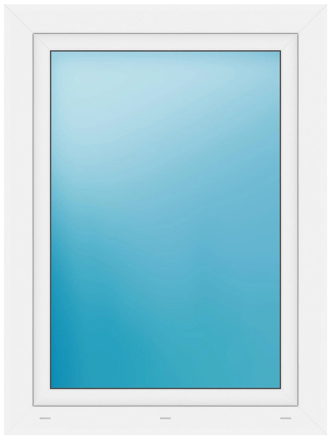 A white-framed window or door panel with a large blue-tinted glass pane, shown against a plain white background.