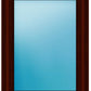 A rectangular mirror with a dark reddish-brown wooden frame, shown against a plain white background.
