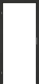 White door with black frame on a white background