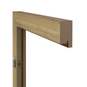 A light oak wood door header beam with a matching door frame section, shown against a plain white background.
