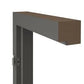 Metal shelf bracket attached to a door frame on a white background