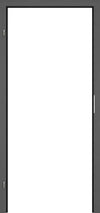 White door with black frame on a white background