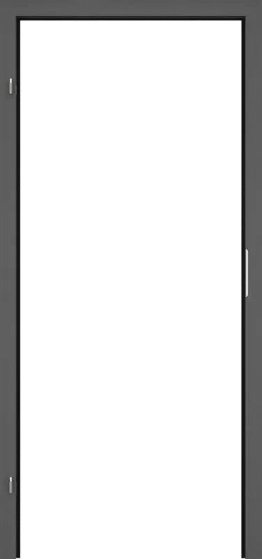 White door with black frame on a white background