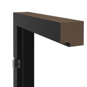 Black and brown wall-mounted shelf on a white background