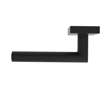 A matte black L-shaped wall-mounted fixture, likely a towel bar or holder, shown against a plain white background.