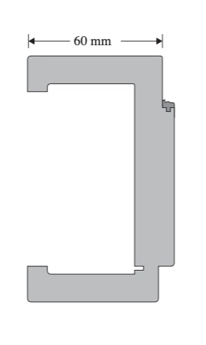 A technical line drawing of a C-shaped profile or channel section with a dimension label reading 60 mm above it, shown on a plain white background.