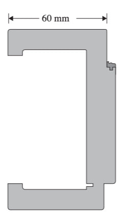 Metal profile with dimensions indicated on a white background