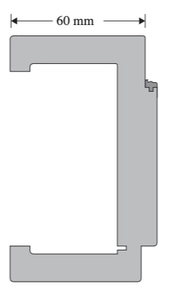 Metal profile with dimensions indicated on a white background