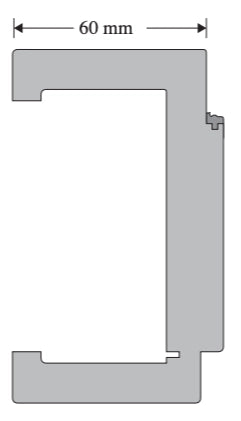 Metal profile with dimensions indicated on a white background