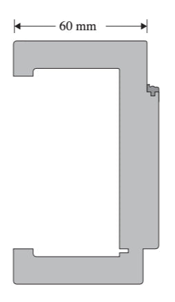 Metal profile with dimensions indicated on a white background