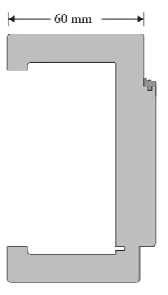 A technical cross-section diagram of a C-shaped profile or channel, shown in light gray with a white background and a dimension label indicating 60 mm.