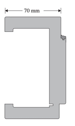 Metal profile with dimensions indicated on a white background