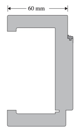 Metal profile with dimensions indicated on a white background